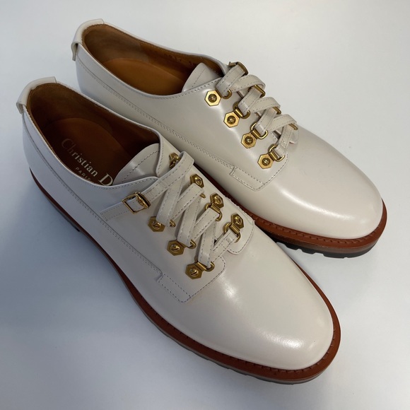 Dior Shoes - Christian Dior Leather Oxford Loafer Brogue Cream Ivory Ecru Genuine - Like New